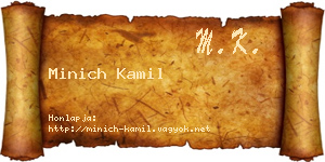 Minich Kamil névjegykártya